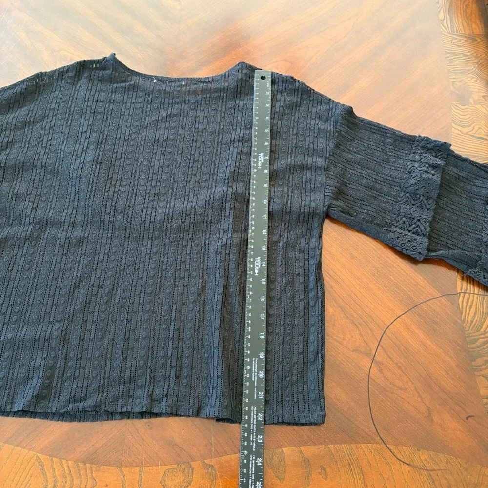 Zara Black Lace Top Medium Whimsigoth Sheer Ruffle Tiered Blouse M‎